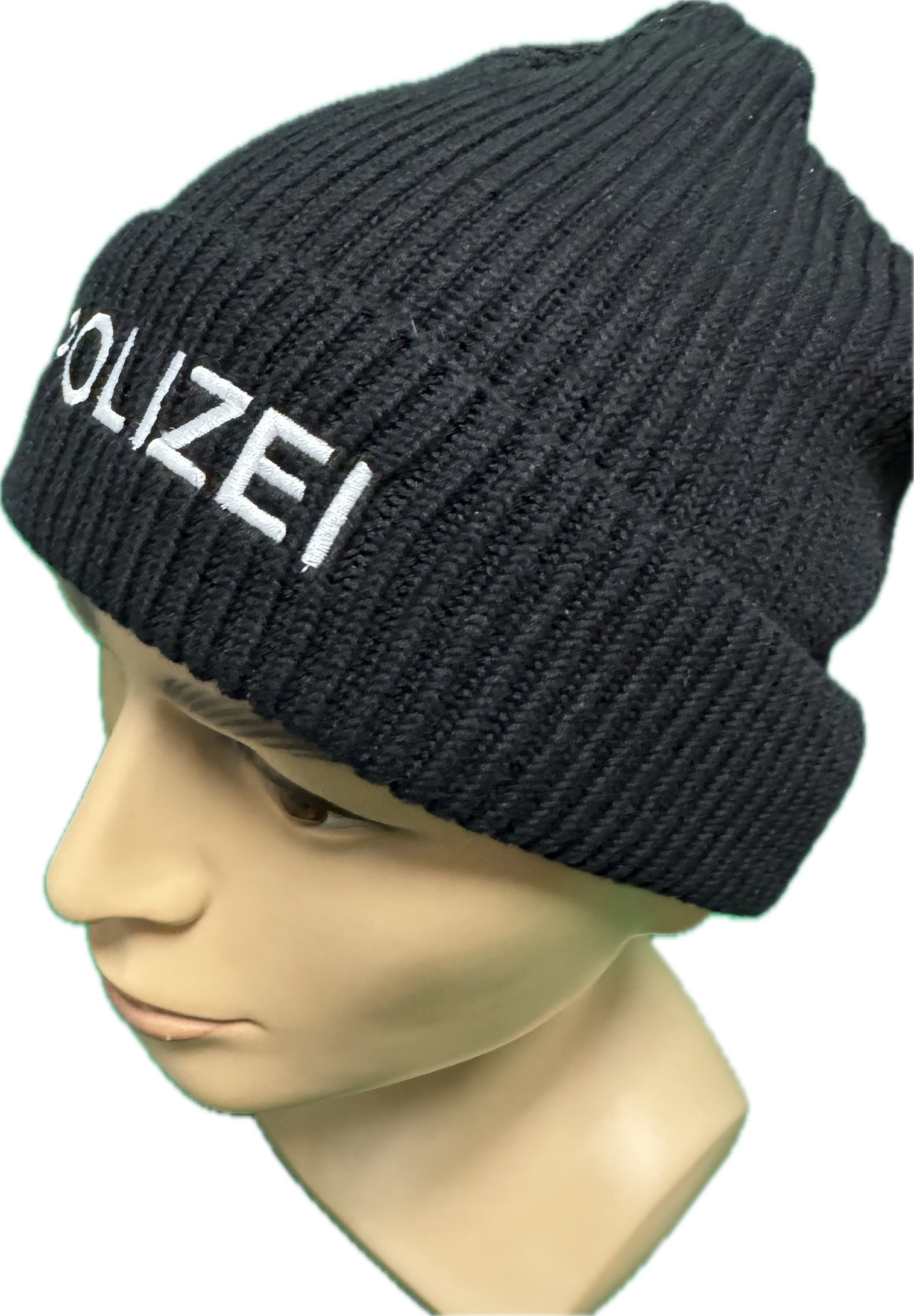 Polizei-Beanies / Wollmützen mit Gesticktem POLIZEI-Schriftzug