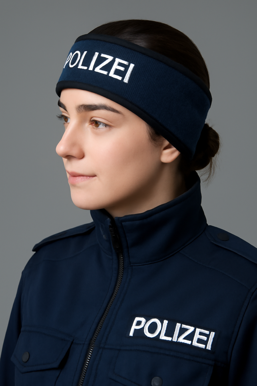 Polizei-Stirnbänder mit gestickten Schriftzug – Fleece aus 100% Polyester