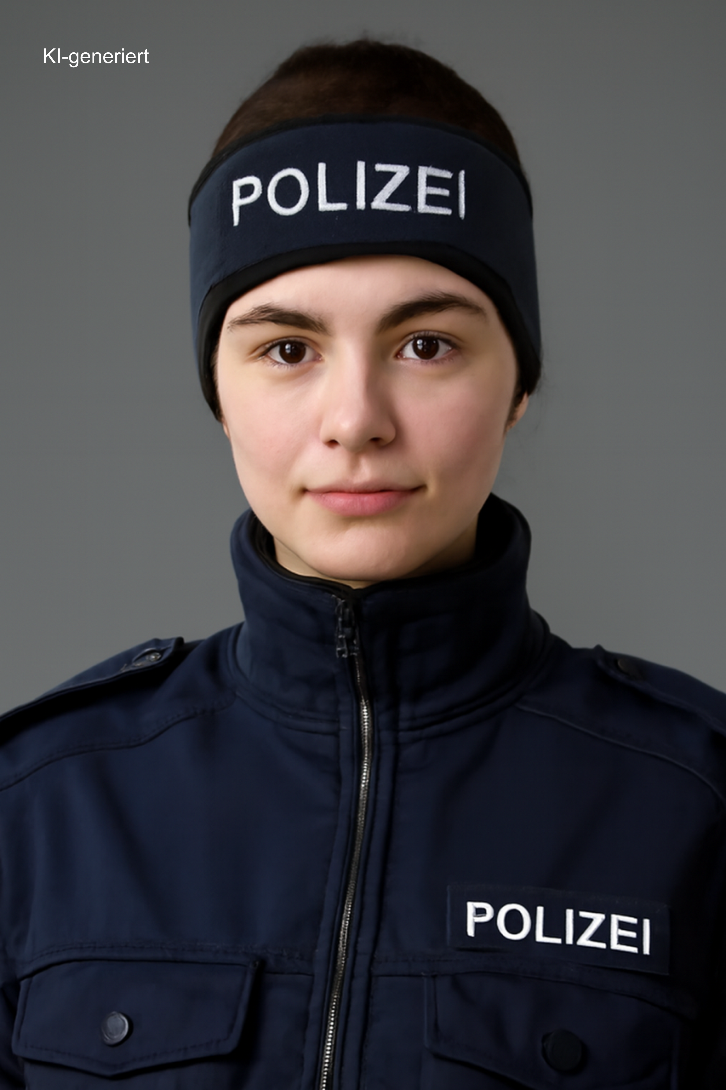 Polizei-Stirnbänder mit gesticktem Schriftzug – Fleece aus 100 % Polyester