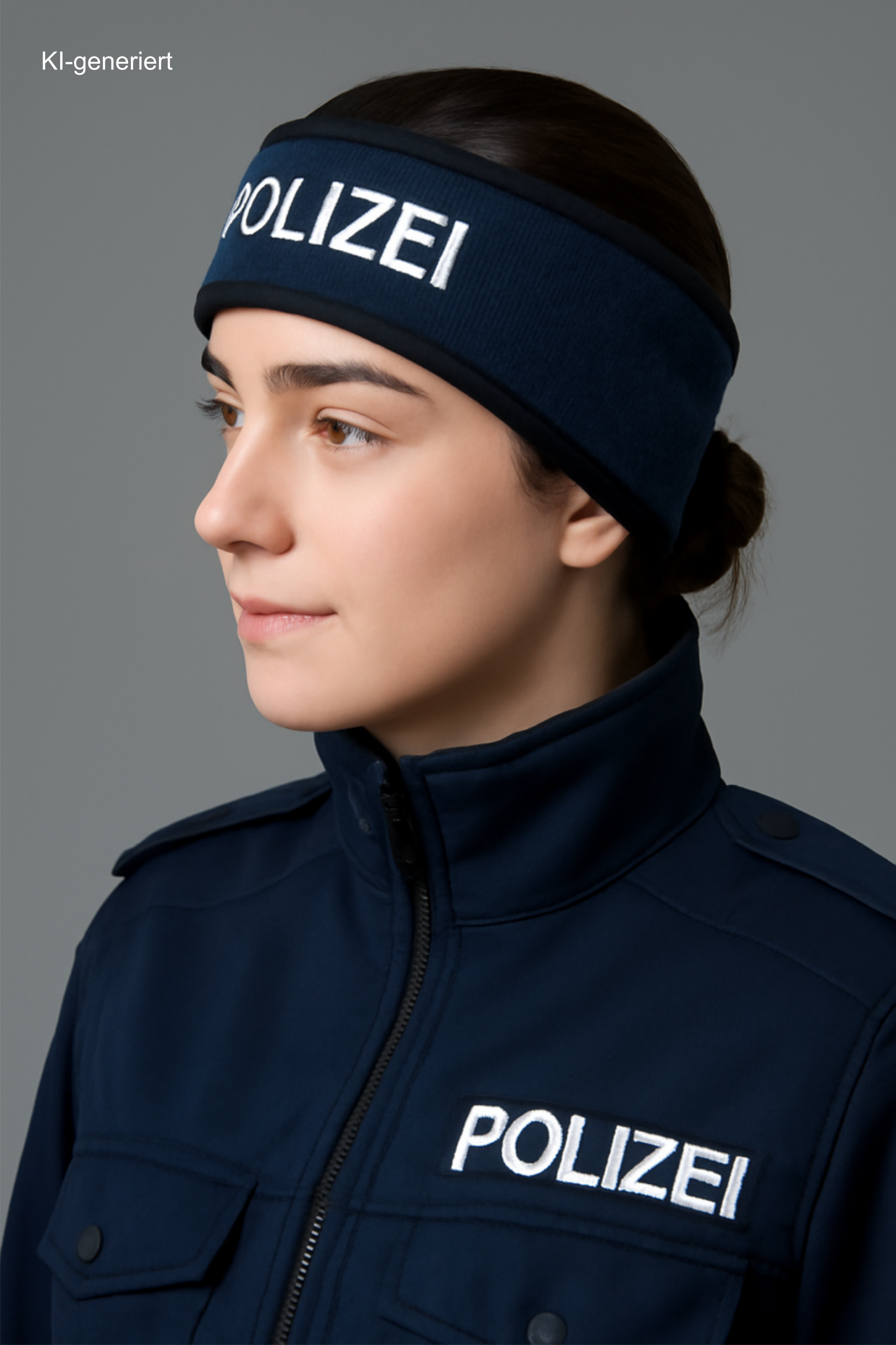 Polizei-Stirnbänder mit gesticktem Schriftzug – Fleece aus 100 % Polyester