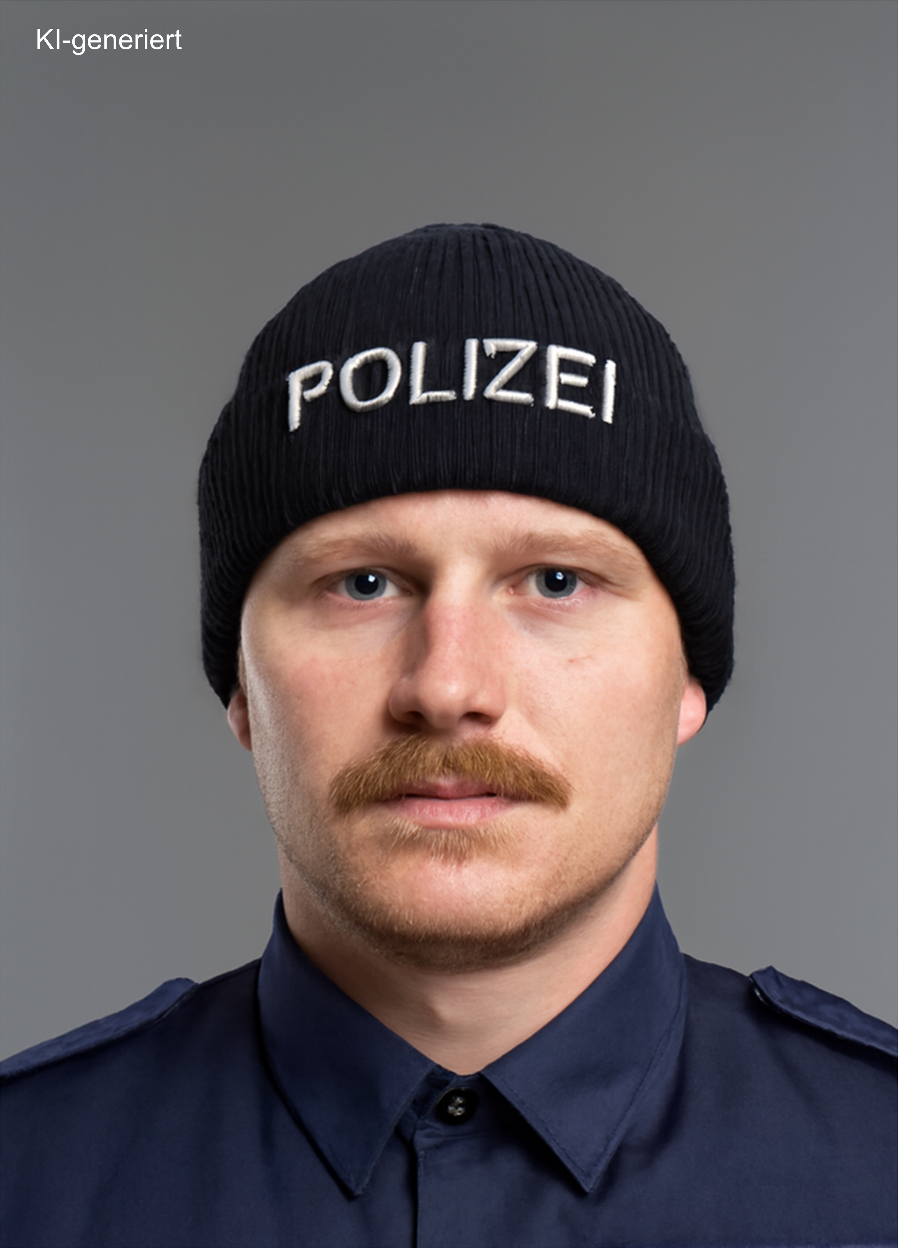 Polizei-Beanies / Wollmützen mit Gesticktem POLIZEI-Schriftzug